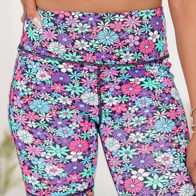 On The Bright Side Black Floral Biker Short FINAL SALE Product Image