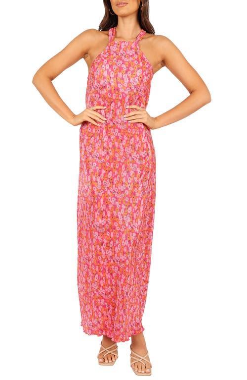 Petal & Pup Melody Floral Print Halter Neck Pliss Maxi Dress Product Image