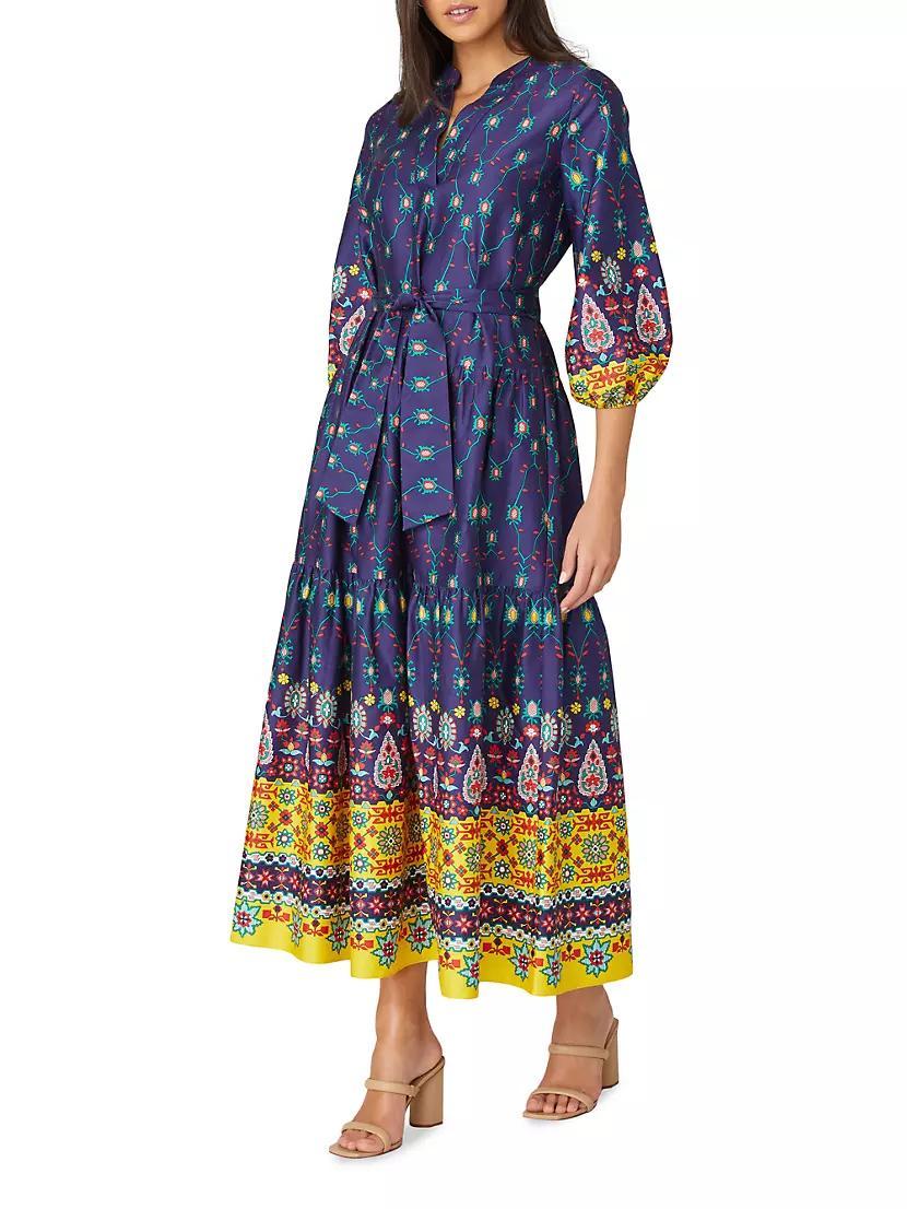 Clare Printed Puff-Sleeve Midi-Dress Product Image