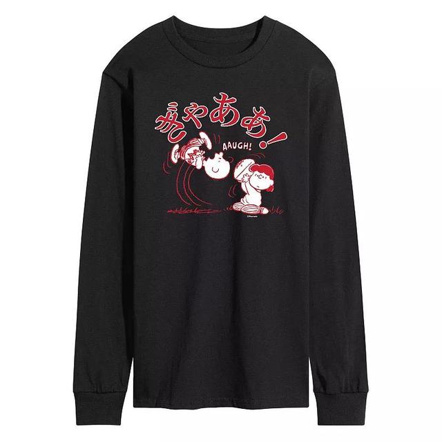 Mens Peanuts Kanji AAUGH Long Sleeve Tee Black Product Image