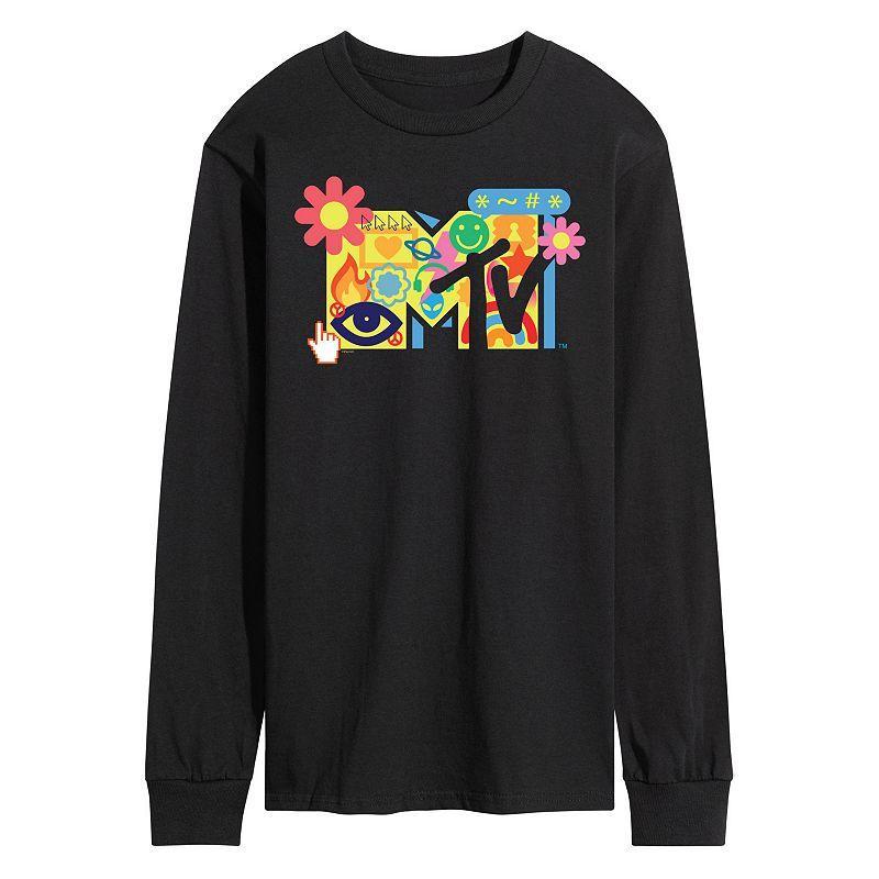 Mens MTV Y2K Logo Long Sleeve Graphic Tee Blue Product Image