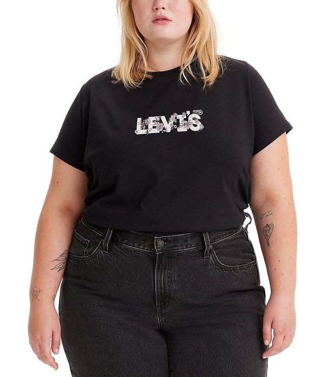 Levi's® Plus Size The Perfect Tee Tapestry Floral Fill Logo Screen Print Knit Jersey Crew Neck Short Sleeve Tee Shirt Product Image