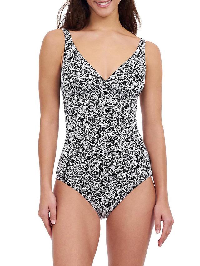 Womens Plumeria Floral V-Neck Tankini Top Product Image