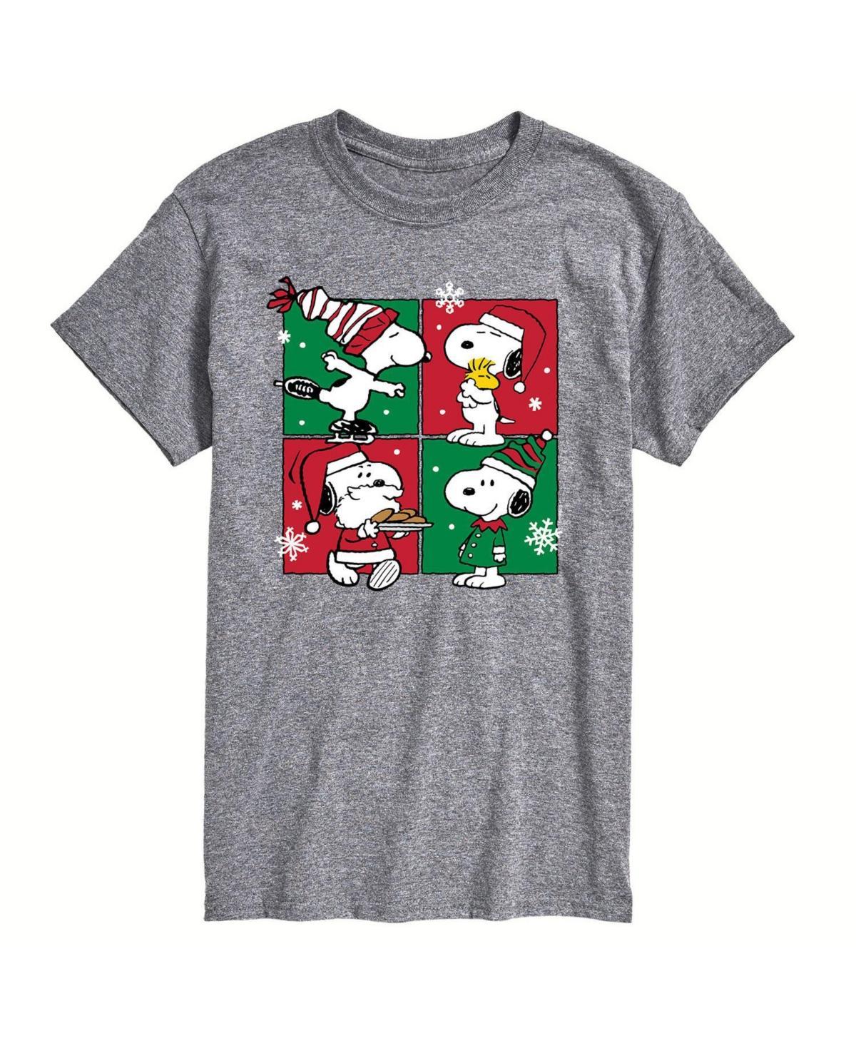 Mens Peanuts Christmas Grid Tee Med Grey Product Image