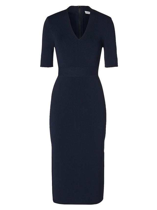 Womens Belted Crepe-Knit Midi-Dress Product Image