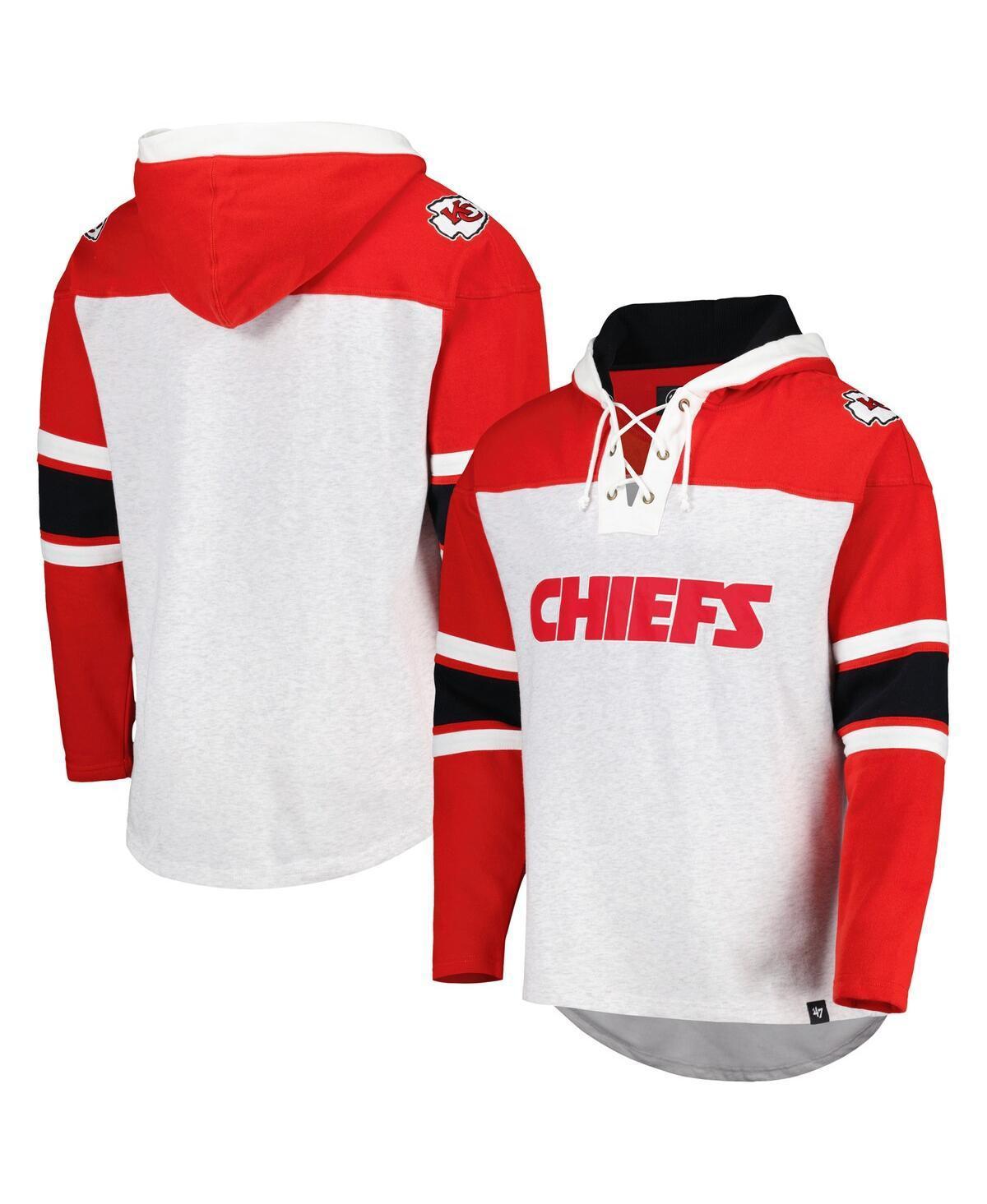 Mens 47 Kansas City Chiefs Heather Gray Gridiron Lace-Up Pullover Hoodie Product Image