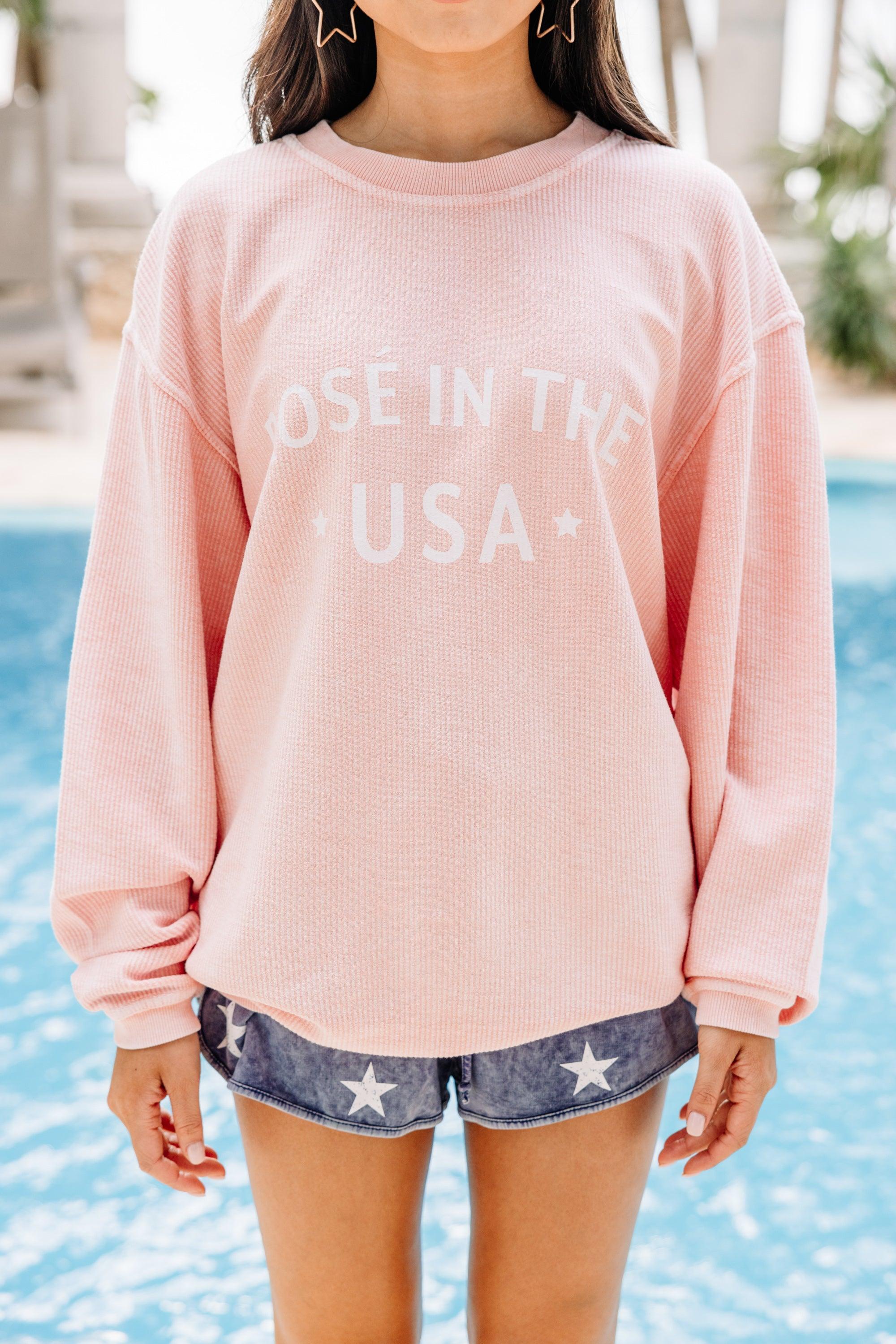 Rose in the USA Blush Pink Corded Graphic Sweatshirt Female Product Image