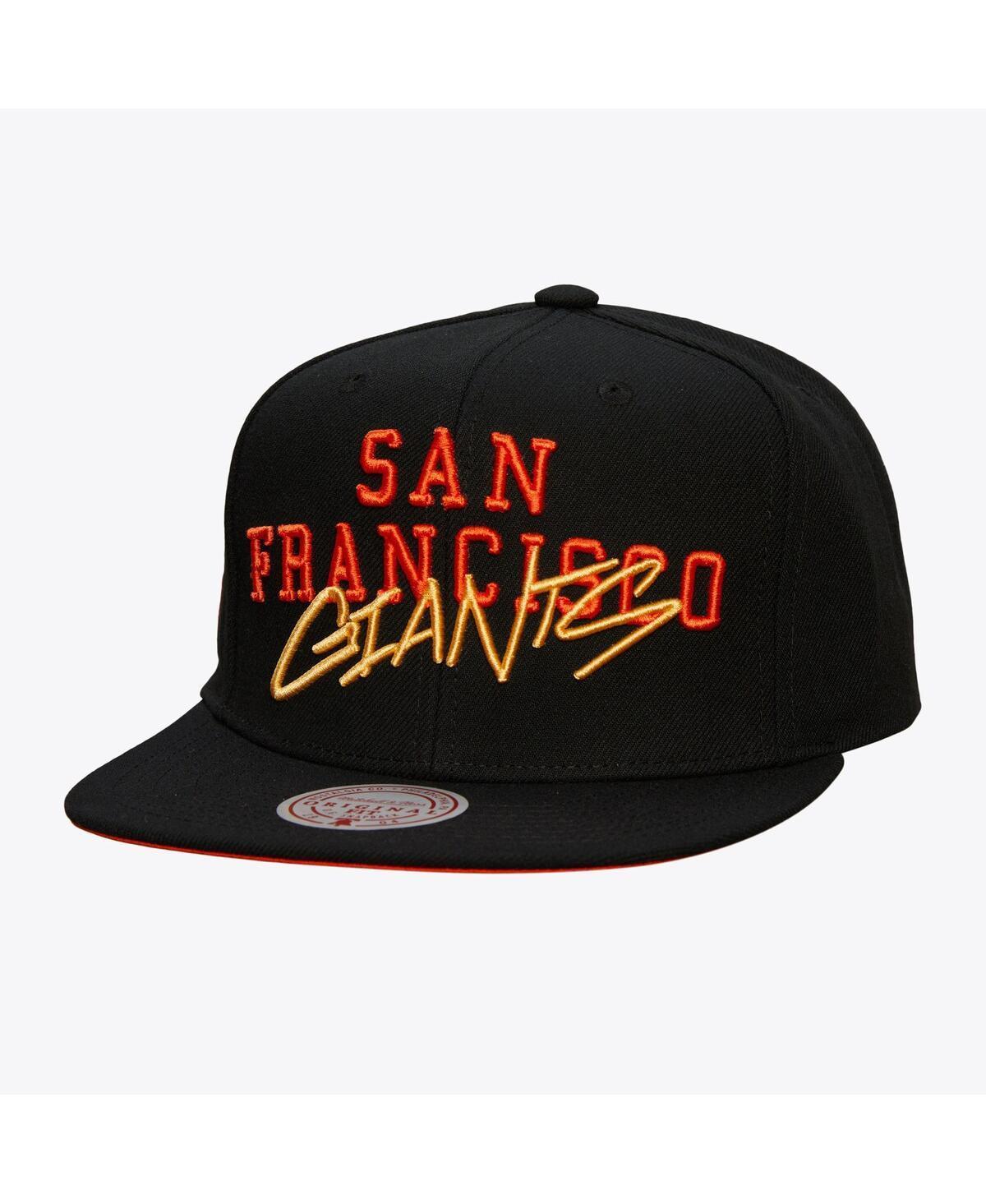 Mitchell & Ness Mens Black San Francisco Giants Team Tagged Snapback Hat Product Image