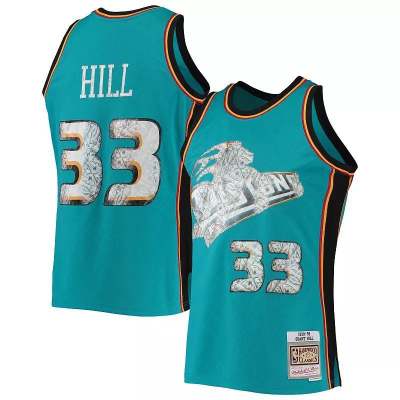 Mens Mitchell & Ness Grant Hill Teal Detroit Pistons 1996-97 Hardwood Classics NBA 75th Anniversary Diamond Swingman Jersey Product Image