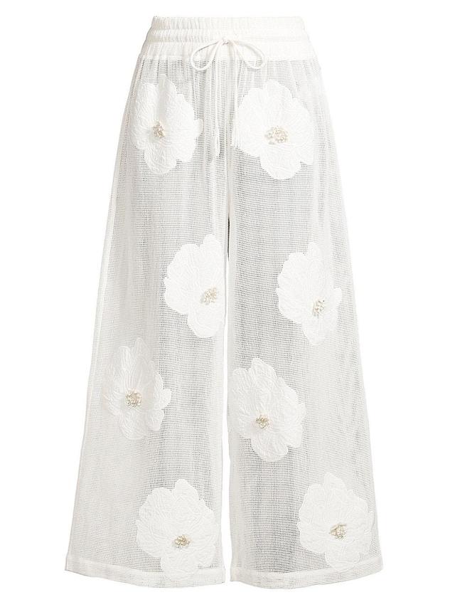 Womens Flower Wide-Leg Cover-Up Pants Product Image