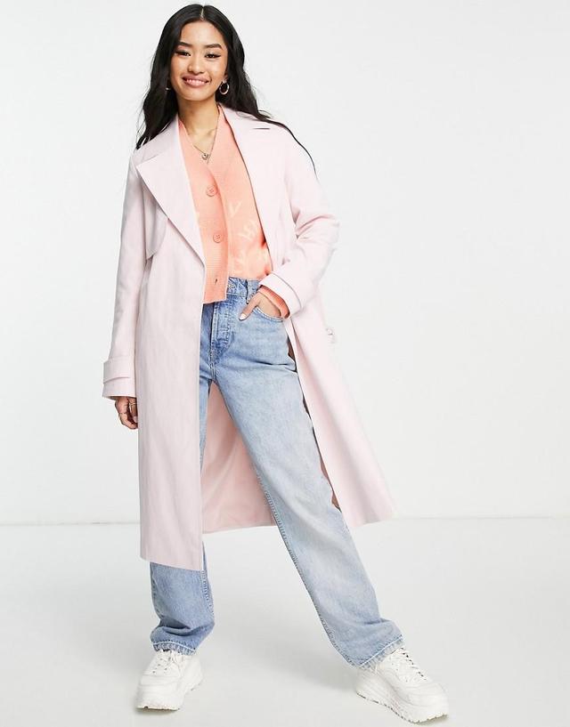 Miss Selfridge trench coat in light pink Product Image