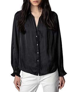 Womens Tilan Satin Long-Sleeve Blouse Product Image