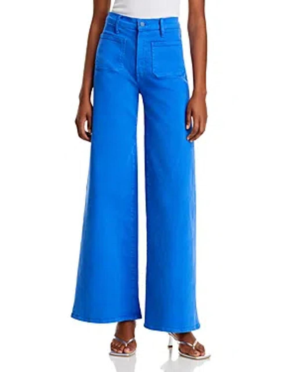 High Rise Patch Pocket Wide Leg Jeans In Snorkel Blue Product Image