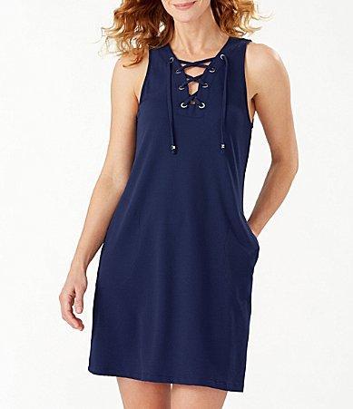 Tommy Bahama V-Neck Lace-Up Spa Dress Swim Cover Product Image