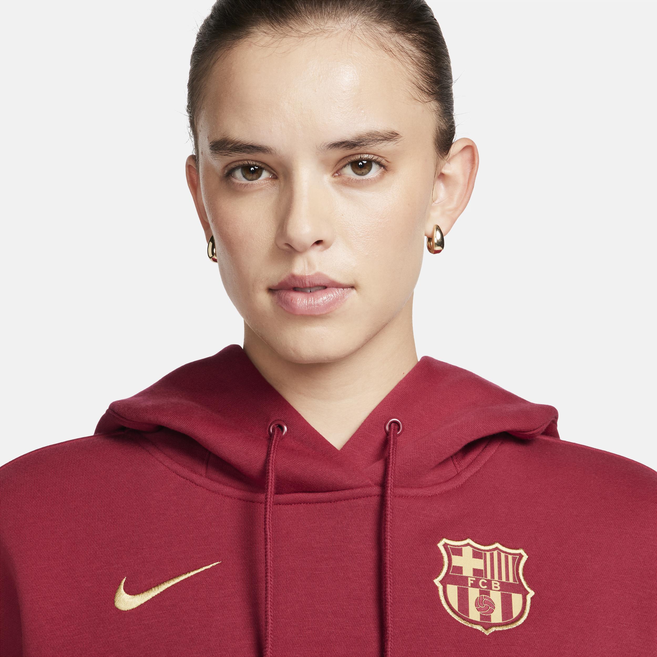 FC Barcelona Phoenix Fleece Nike Women's Soccer Oversized Pullover Hoodie Product Image