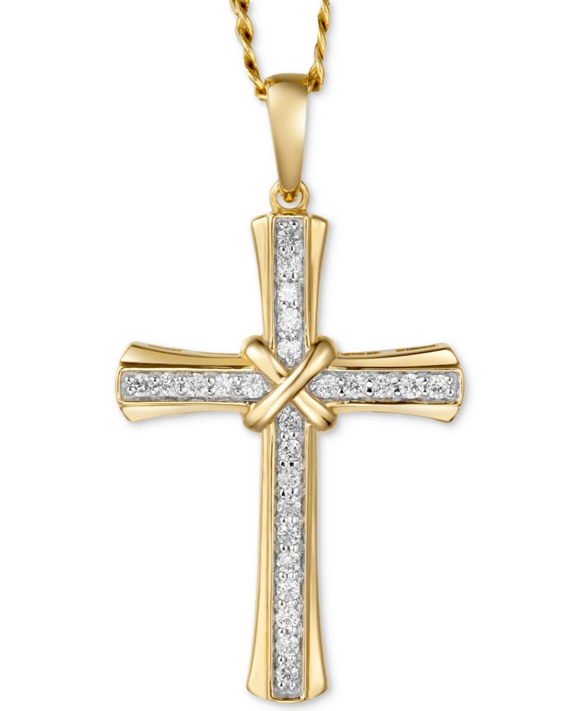 Mens Diamond Cross 22 Pendant Necklace (1/4 ct. t.w.) in 10k Gold Product Image