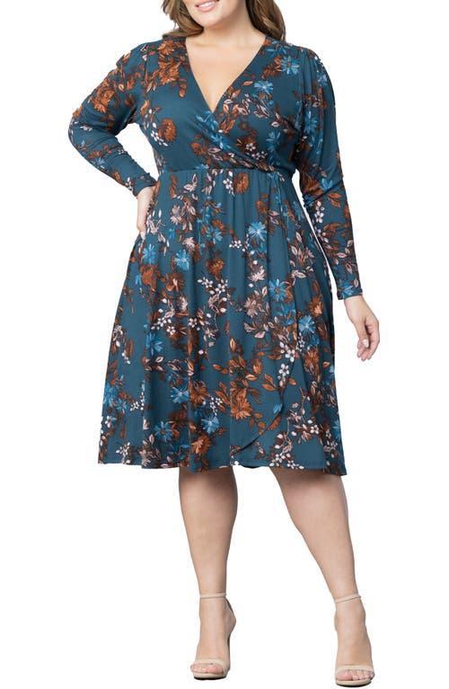 Kiyonna Aster Long Sleeve Faux Wrap Dress Product Image