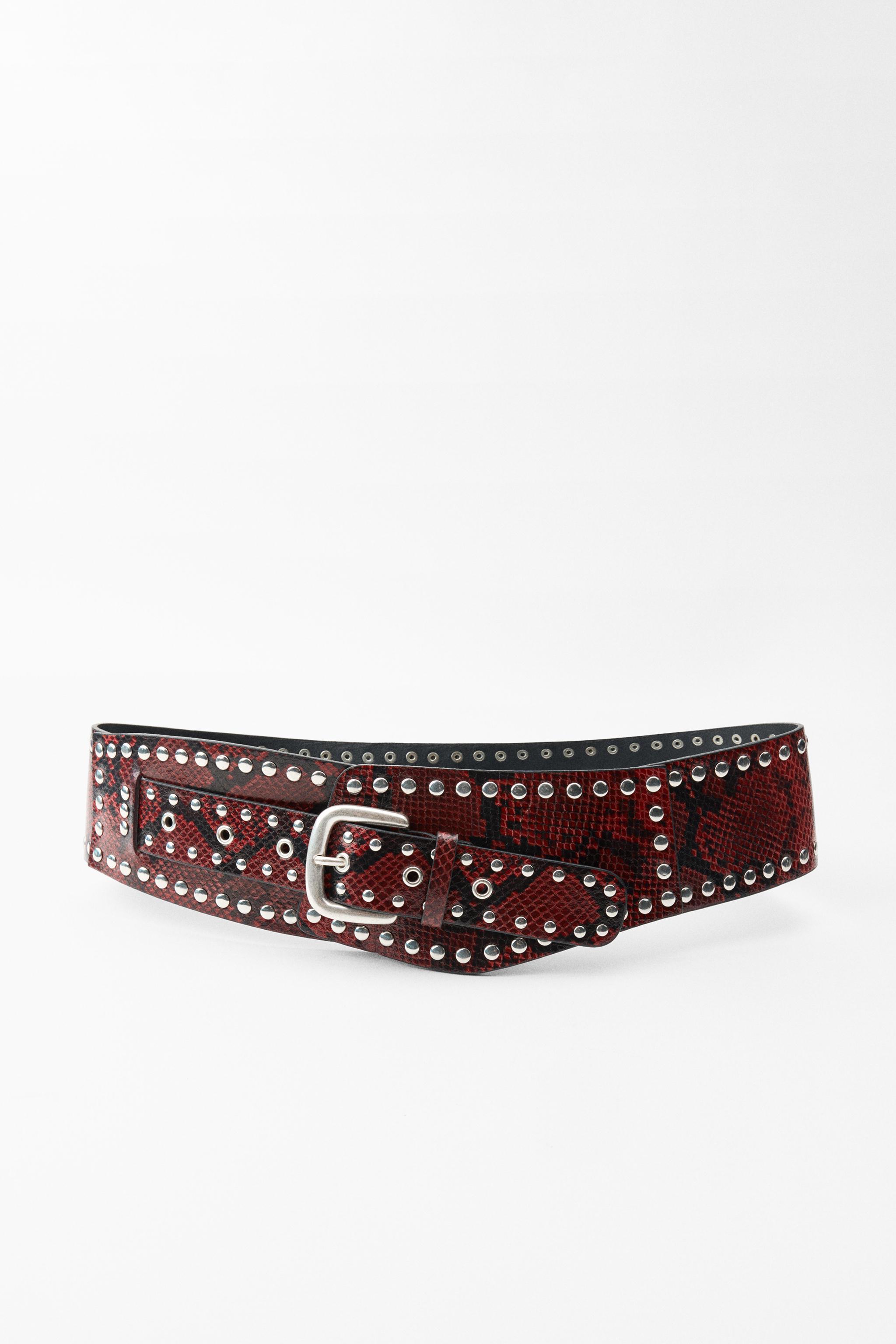 ANIMAL PRINT STUDDED LEATHER SASH BELT Product Image