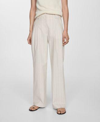 Mango Womens Straight Striped Pants Product Image