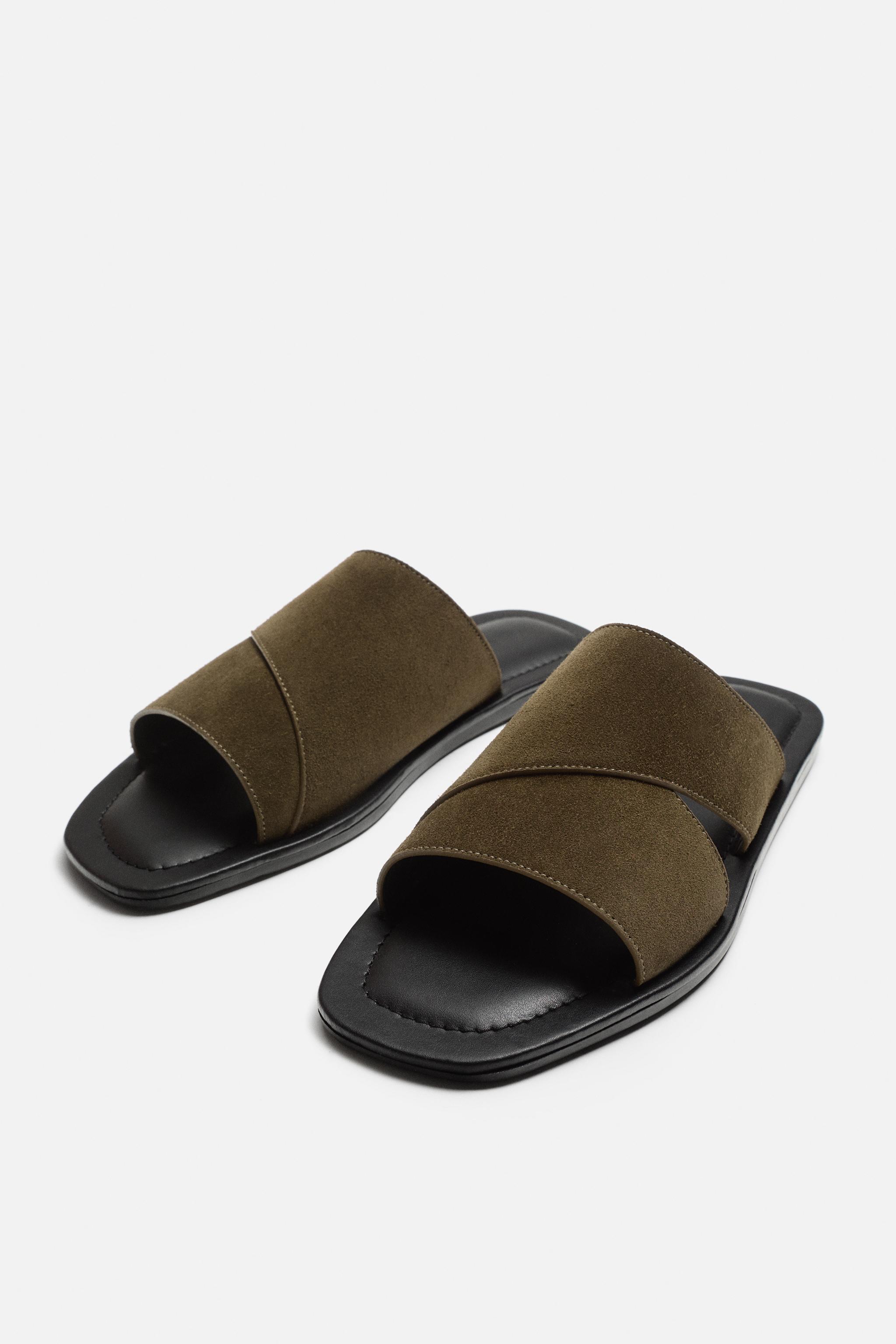 LEATHER SANDALS WITH STRAPS Product Image