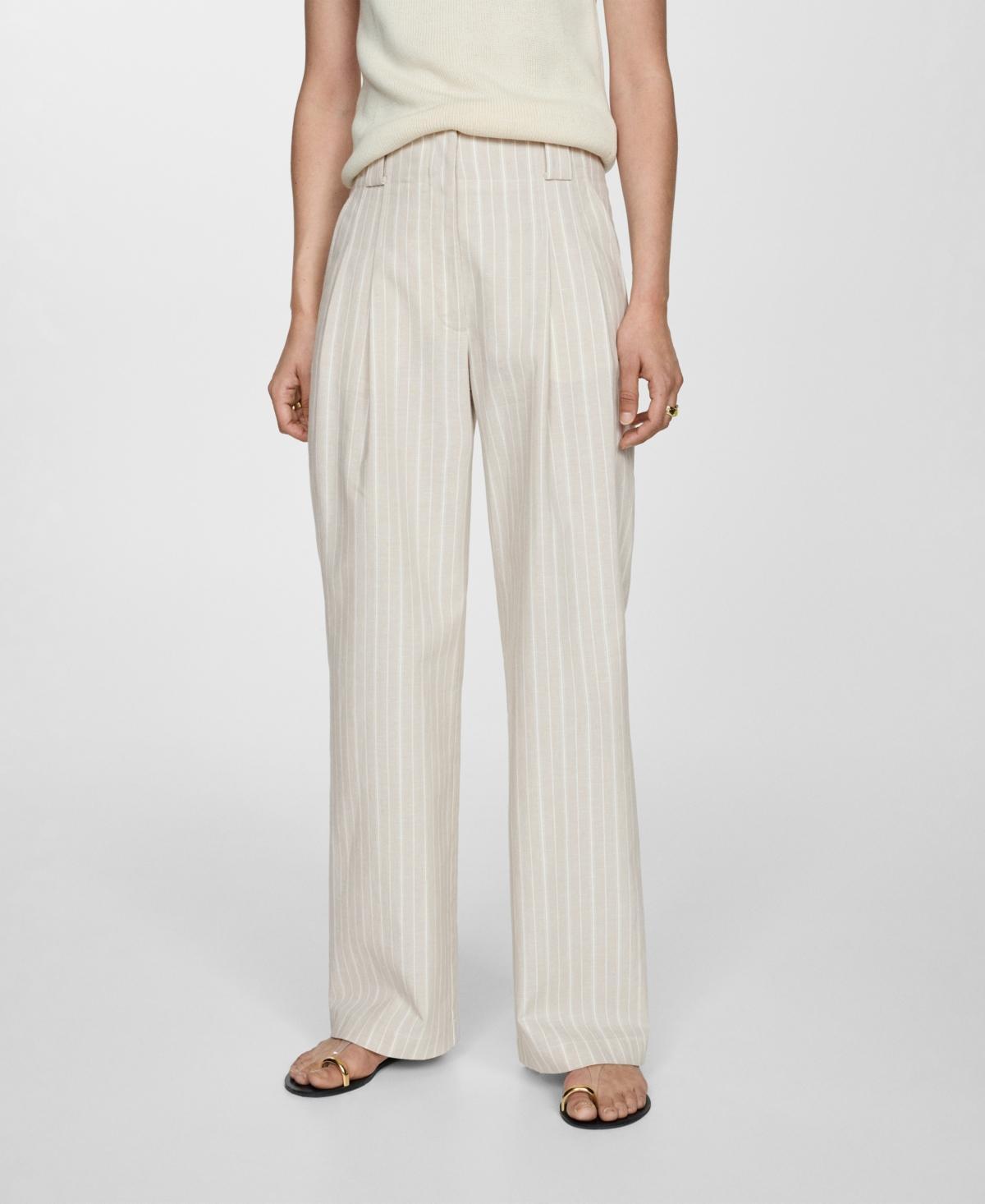 Mango Womens Straight Striped Pants Product Image