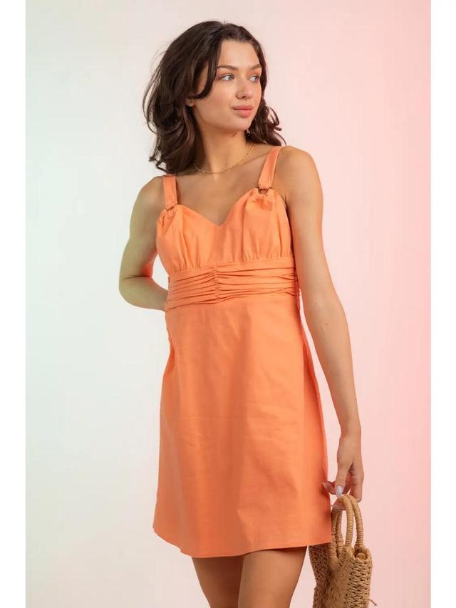 Orange Ruched Waist O-Ring Cami Mini Dress Product Image