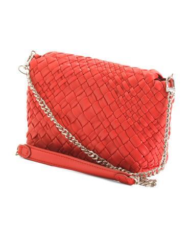 Leather Woven Flap Crossbody for Women Product Image