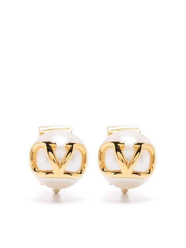 Vlogo Signature Faux-pearl Stud Earrings In Gold Product Image