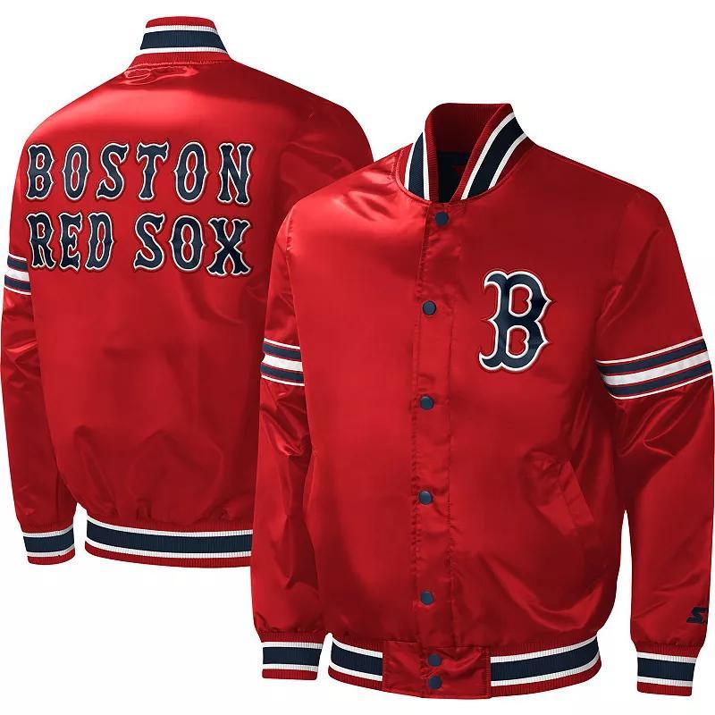 Mens Starter Boston Sox Midfield Satin Full-Snap Varsity Jacket Product Image