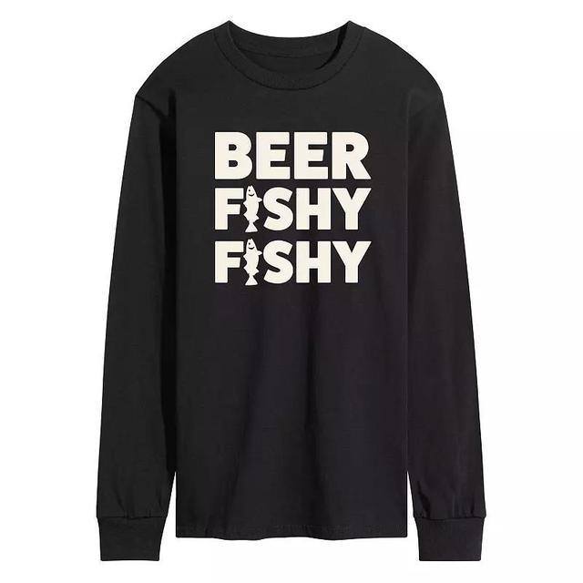 Mens Beer Fishy Fishy Long Sleeve Graphic Tee Blue Product Image