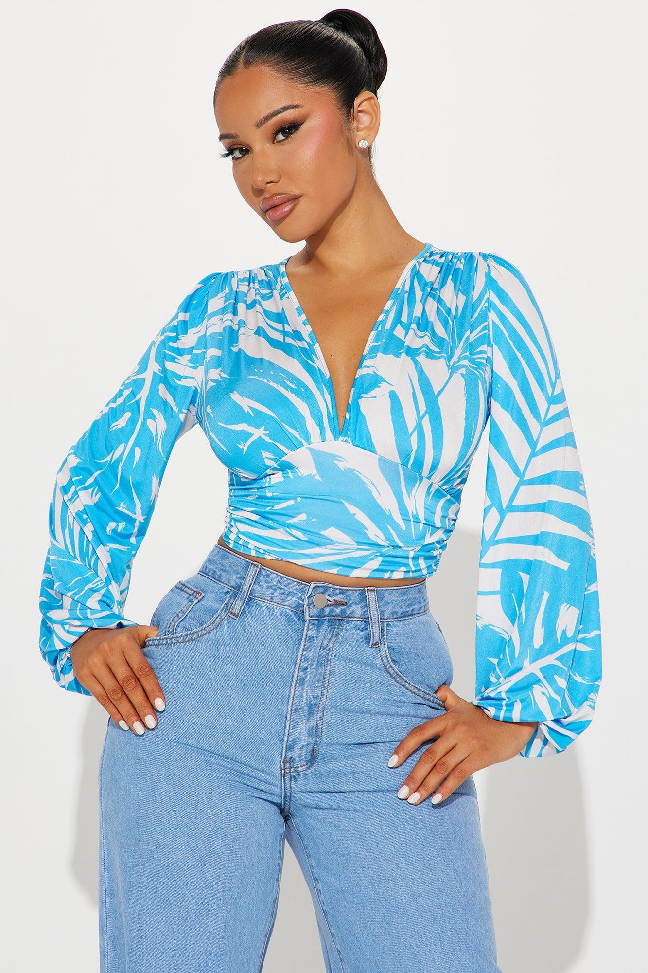 Coastal Getaway Blouse - Blue/combo Product Image