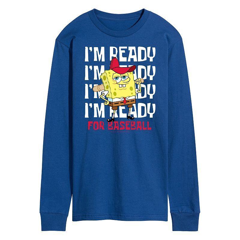 Mens Nickelodeon SpongeBob SquarePants Ready For Baseball Long Sleeve Graphic Tee Product Image