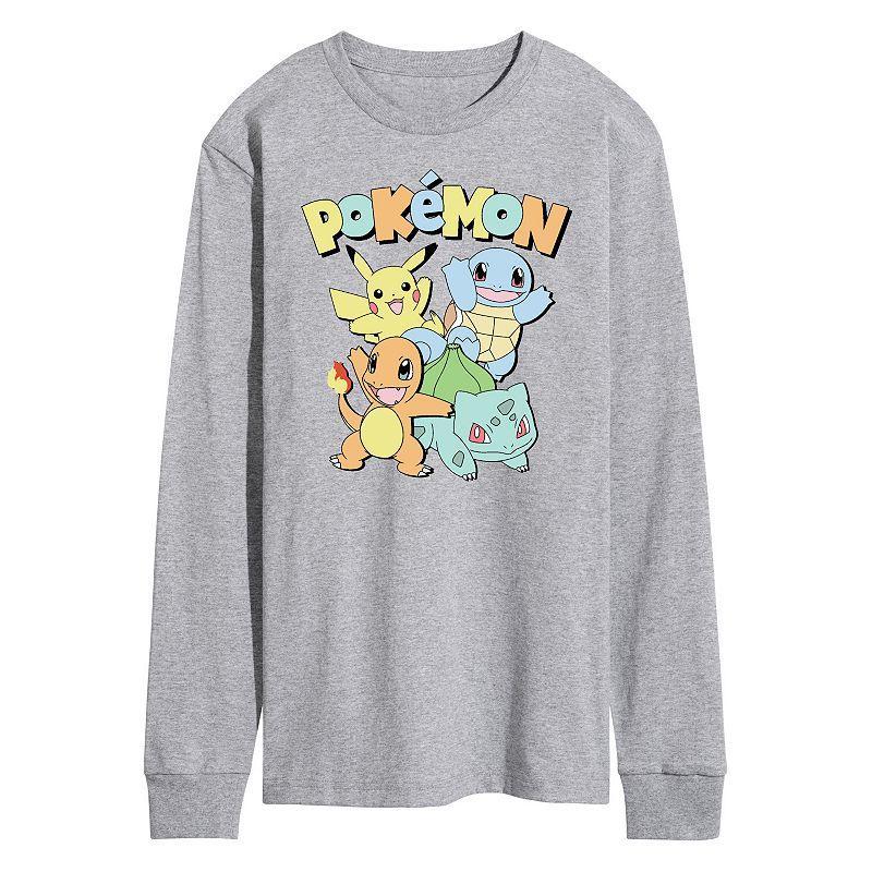 Mens Pokmon Muted Long Sleeve Graphic Tee Grey Gray Product Image