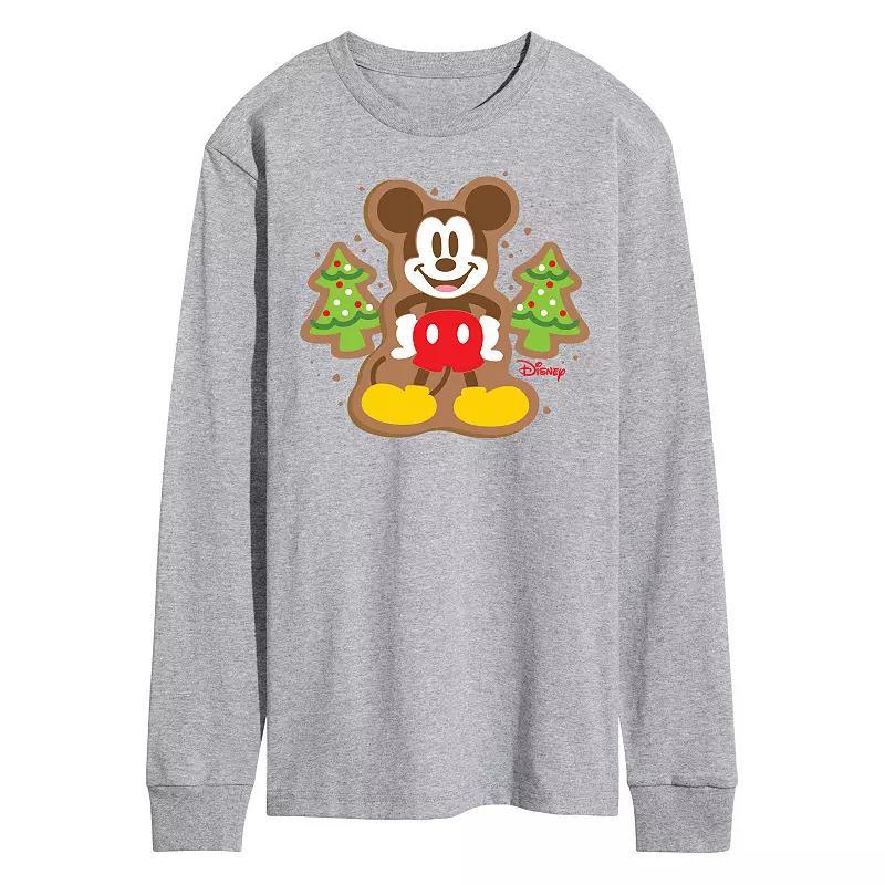 Disney Mens Mickey Mouse Cookie Long-sleeved Tee Blue Product Image