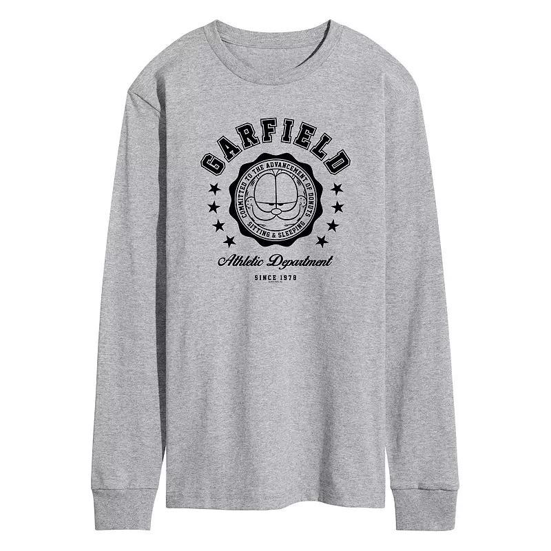 Mens Garfield Varsity Seal Long Sleeve Graphic Tee Grey Gray Product Image