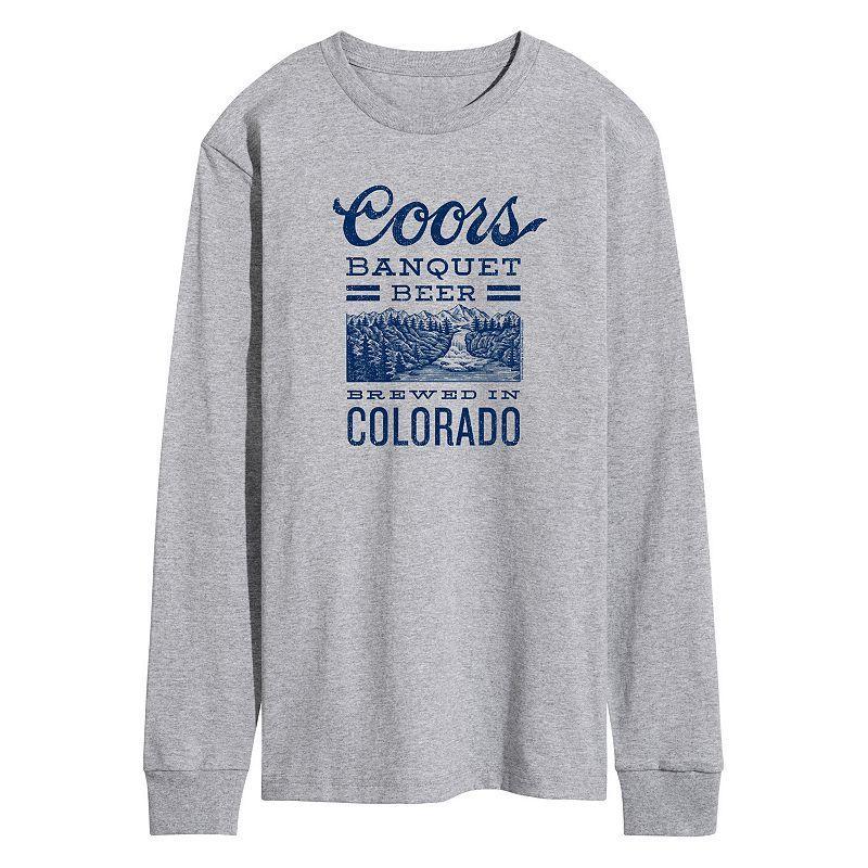 Mens Coors Banquet Beer Colorado Long Sleeve Graphic Tee Grey Gray Product Image