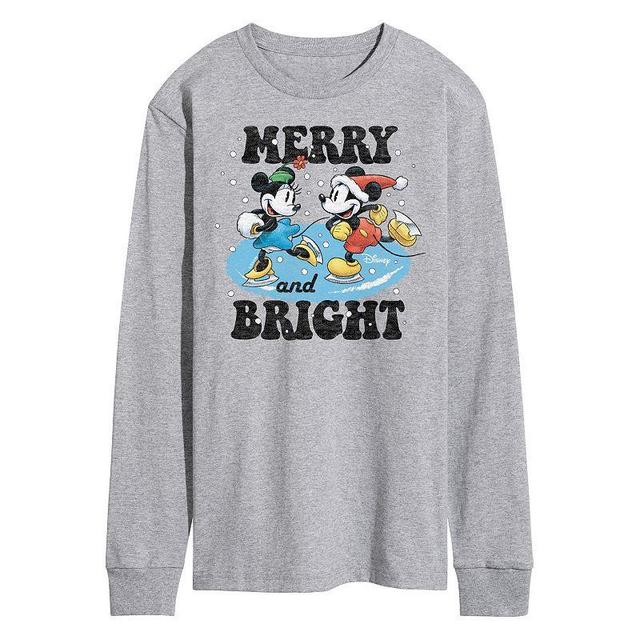 Disney Mens Merry And Bright Long-sleeved Tee Med Grey Product Image