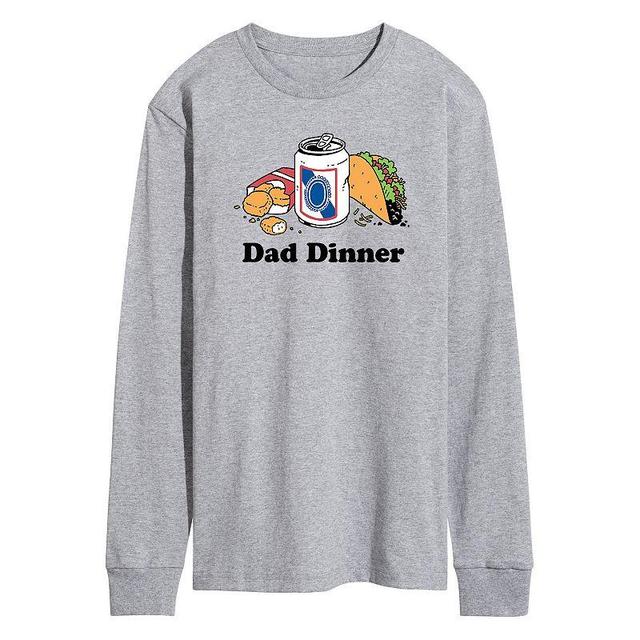 Mens Dad Dinner Long Sleeve Graphic Tee Grey Gray Product Image