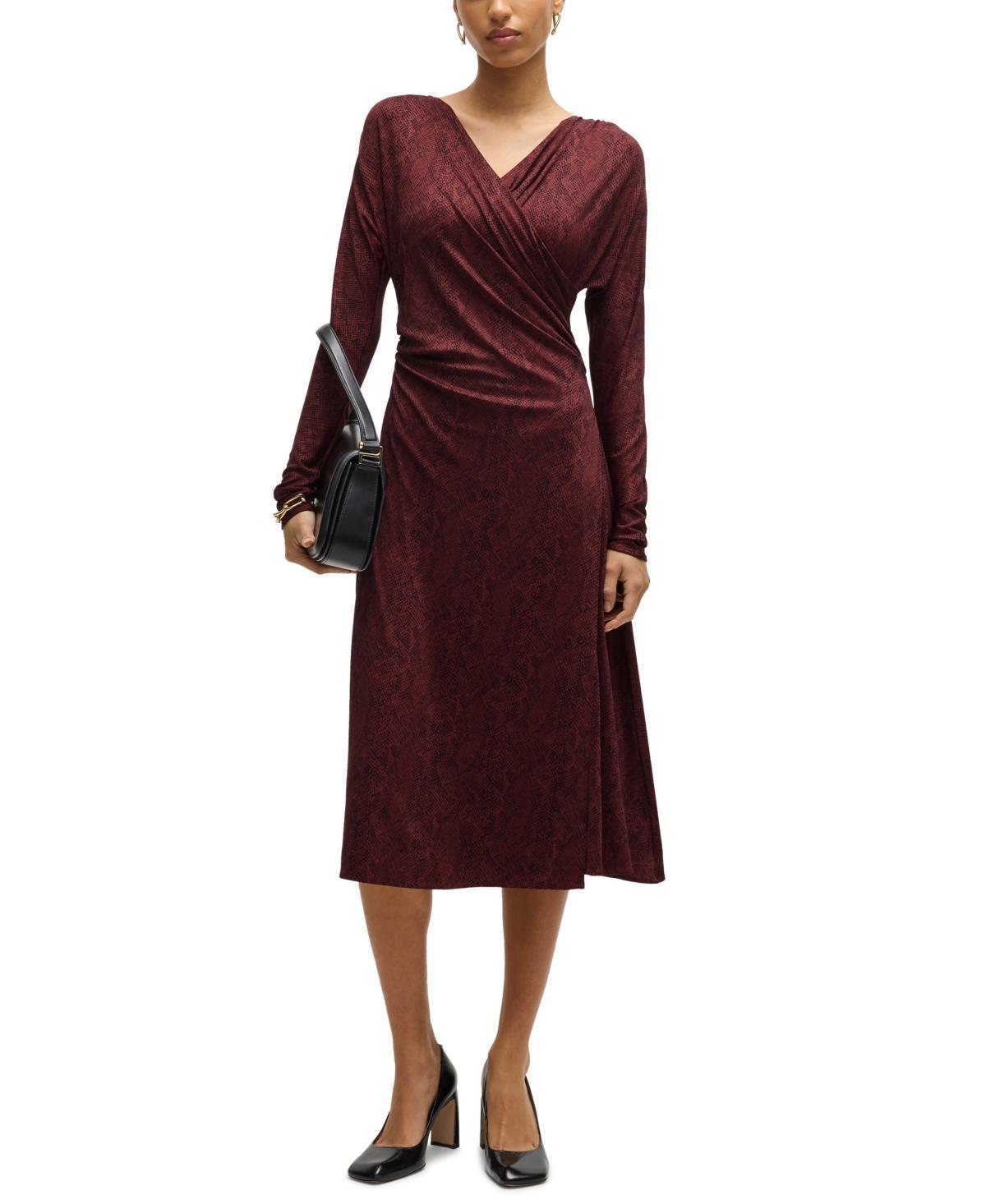 Womens Wrap-Front Dress in Knitted Jersey Product Image