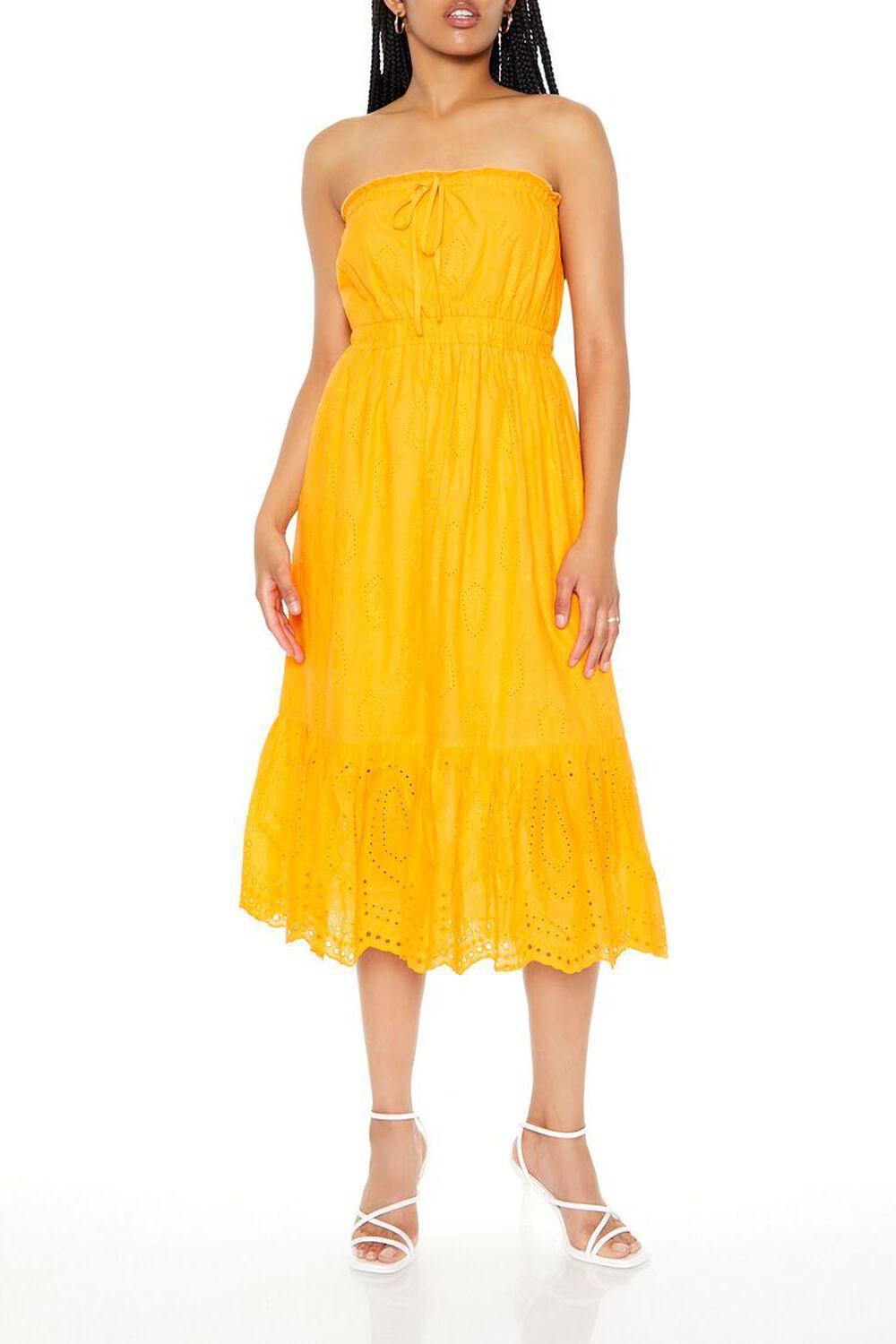 Strapless Eyelet Bow Midi Dress | Forever 21 Product Image