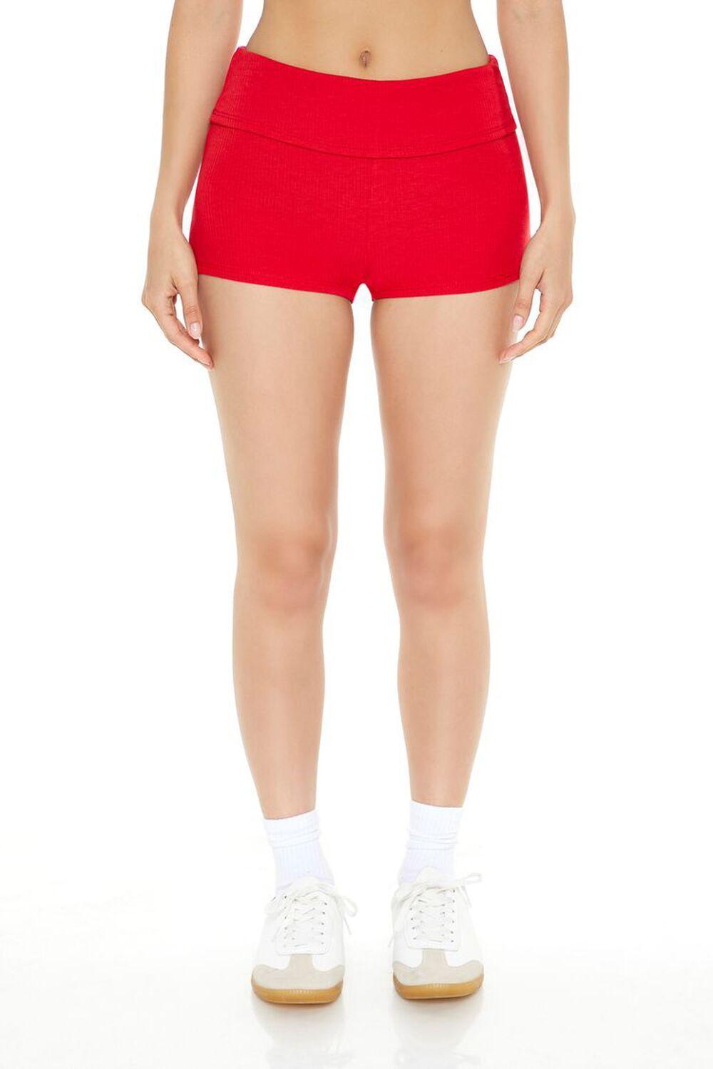 Foldover Ribbed Biker Shorts | Forever 21 Product Image