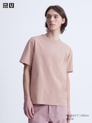 Mens Crew Neck T-Shirt Pink Medium UNIQLO US Product Image