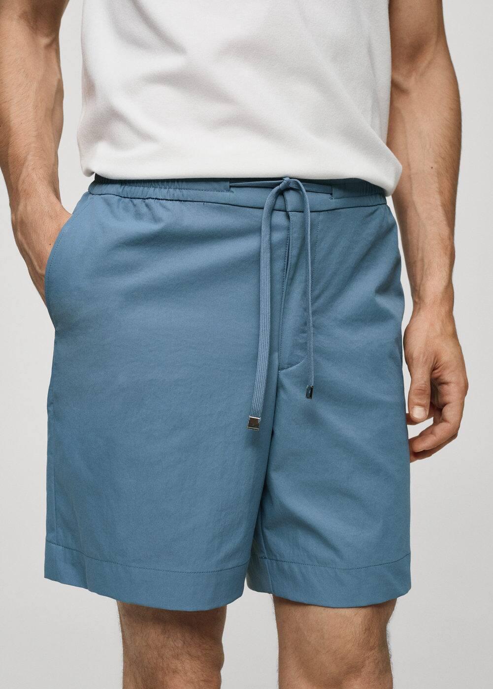 MANGO MAN - Technical fabric drawstring Bermuda shorts sky blueMen Product Image