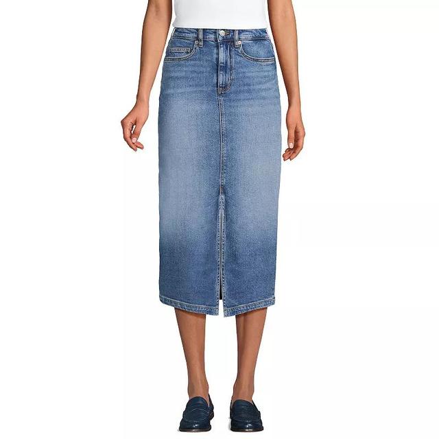 Womens Lands End Denim Midi Column Skirt Product Image