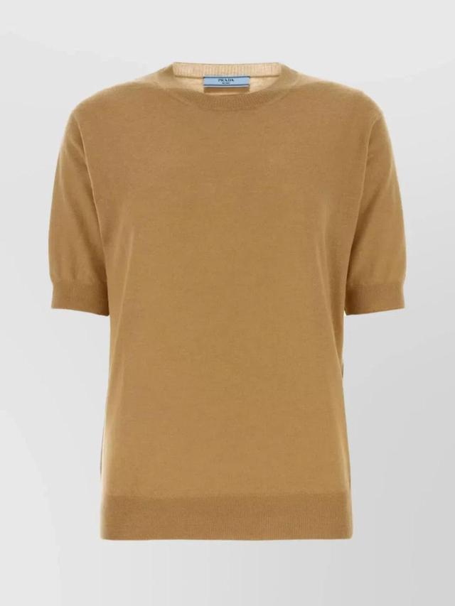 Logo-patch Knitted Top In Beige Product Image