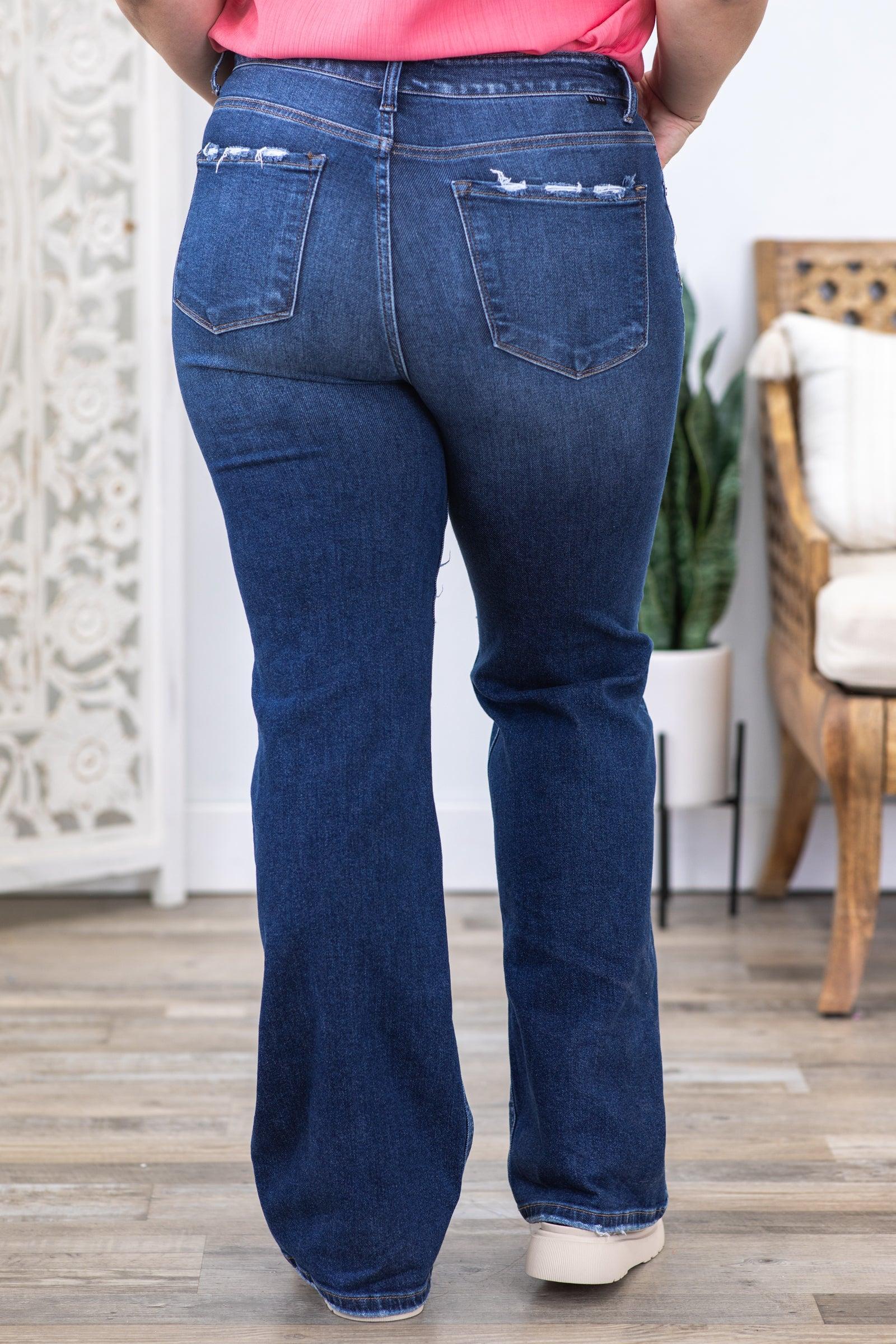 Risen Dark Wash High Rise Straight Jeans Product Image