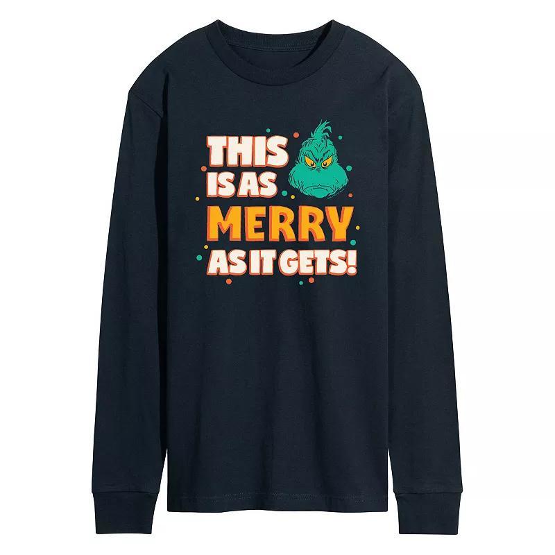 Mens Dr. Seuss The Grinch As Merry As It Gets Long Sleeve Graphic Tee Product Image