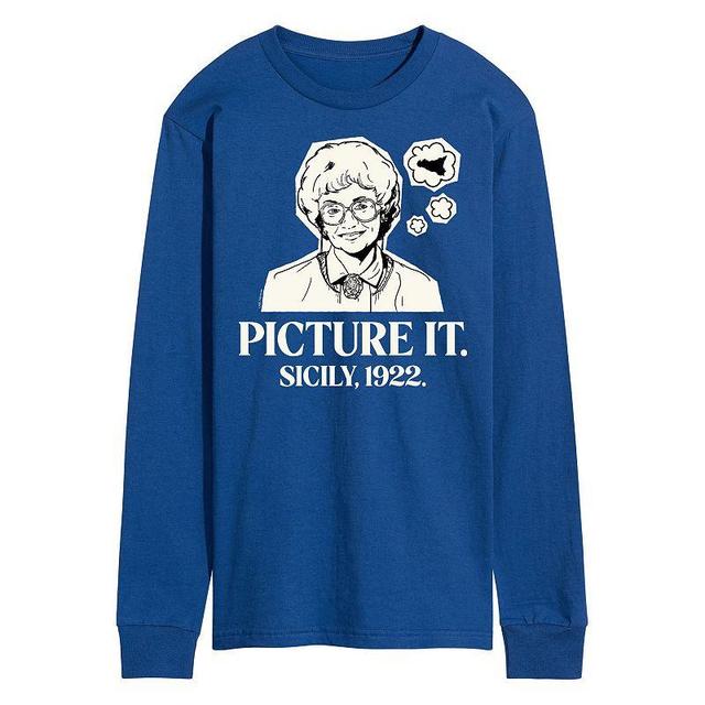 Mens Golden Girls Picture Sicily Long Sleeve Tee Med Blue Product Image