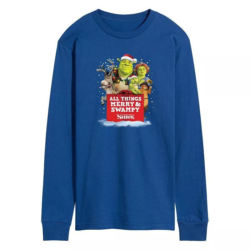 Mens Shrek All Things Merry And Swampy Long Sleeve Graphic Tee Product Image