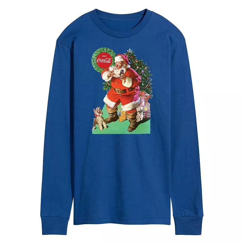 Mens CocaCola Vintage Santa With Dog Long Sleeve Graphic Tee Product Image